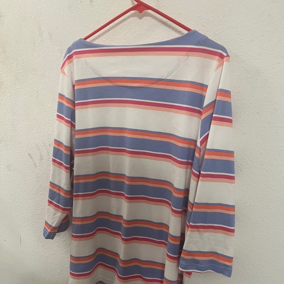 Croft & Barrow Boatneck 3/4  Blue Pink Sleeve Striped Top 2X NWT Plus Size - Picture 4 of 13